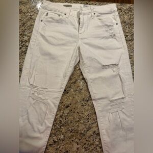 AG Adriano Goldschmied Cream The Ex Boyfriend Jeans
